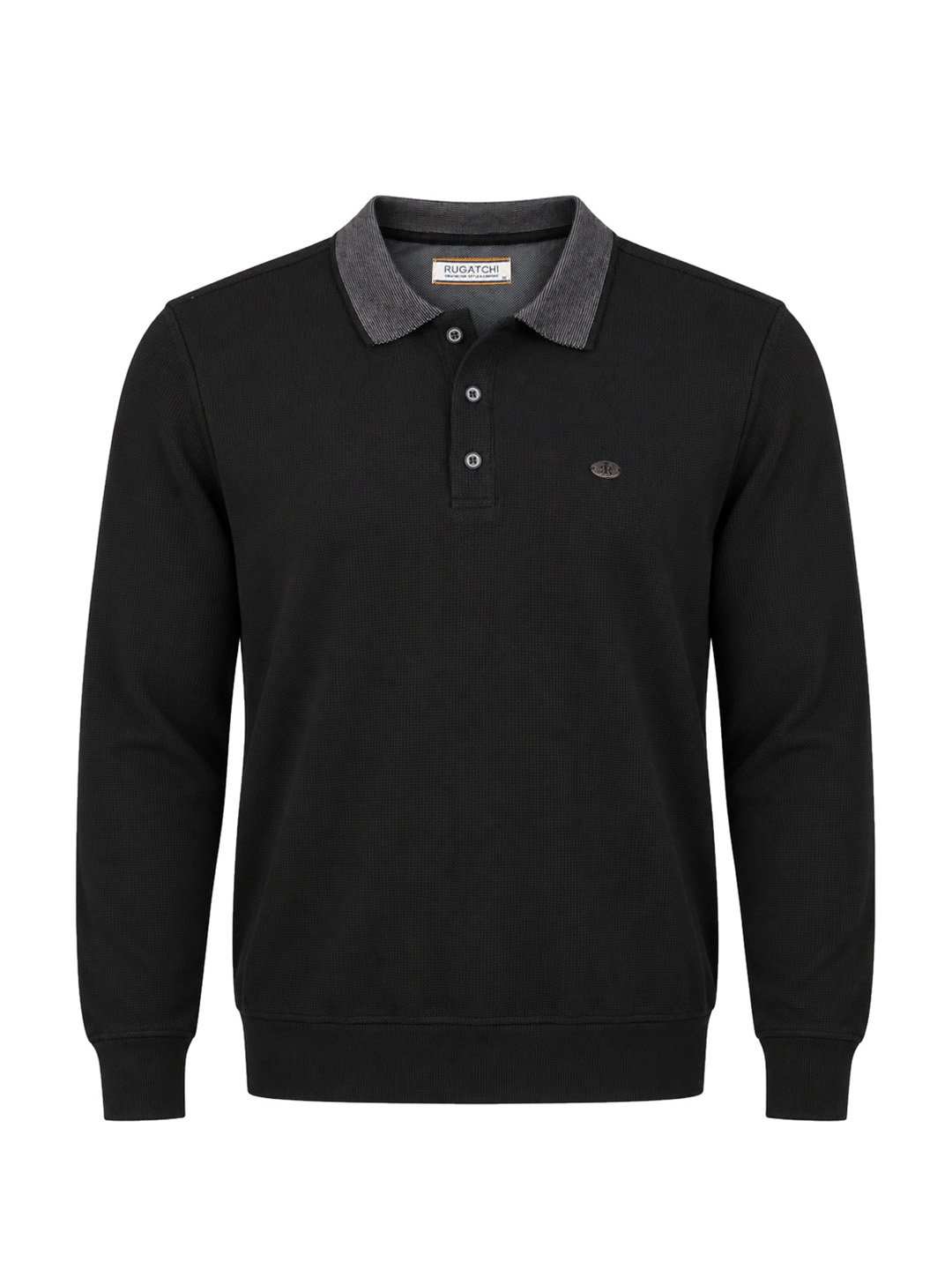 Düz Waffle - Polo Yaka · Siyah