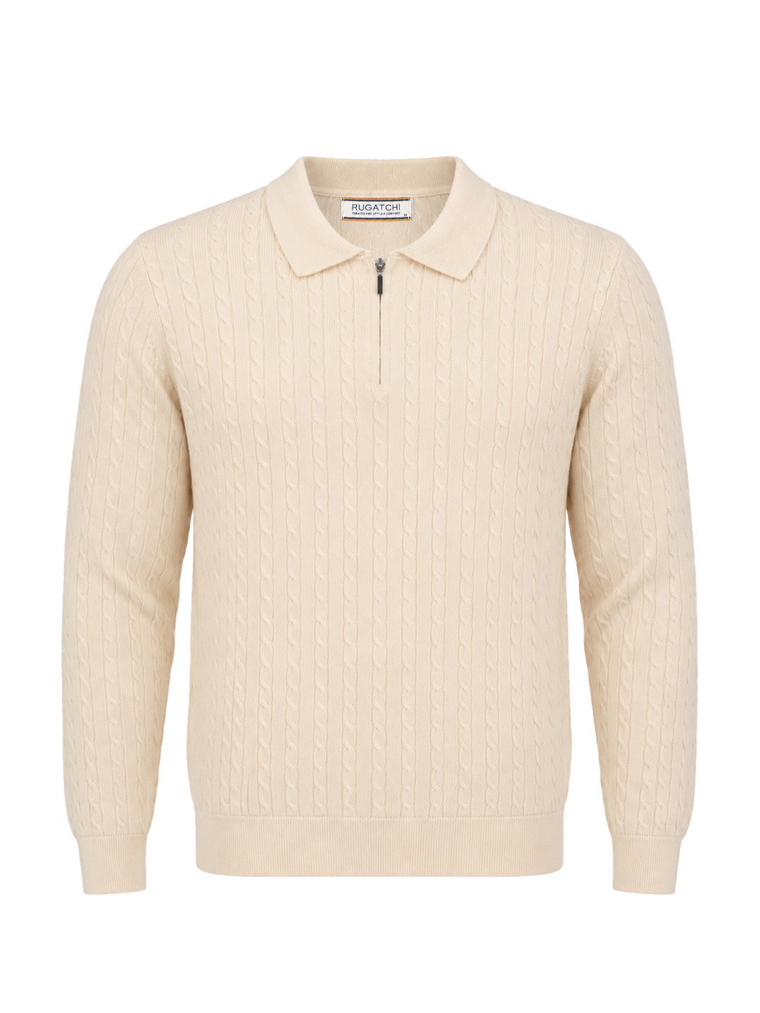 Knit Sweater - Zip Polo Collar · Ecru